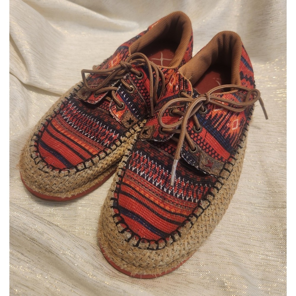 Twisted X Driving Moc Women's Loafers Shoes Weave Red Multi Color Size 9M